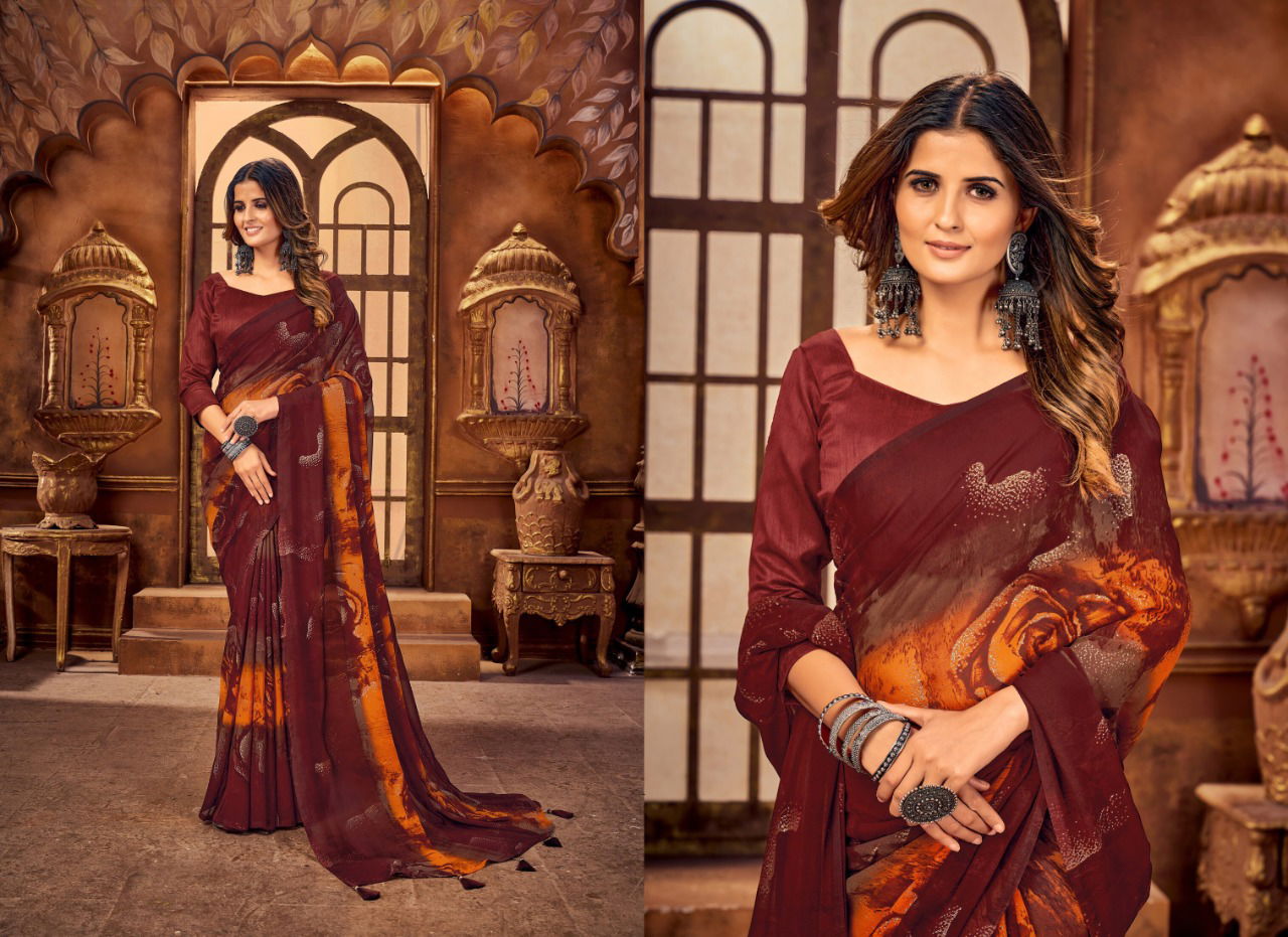 Saroj Magic New Ethnic Wear Printed Georgette Saree Latest Collection